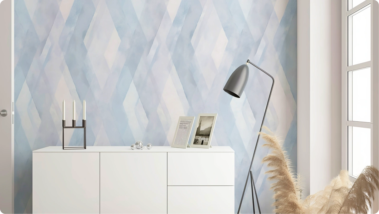 Blue geometric wallpaper pattern by marburg